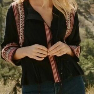 COPY - Doen Silk Black Tie Blouse in Medium